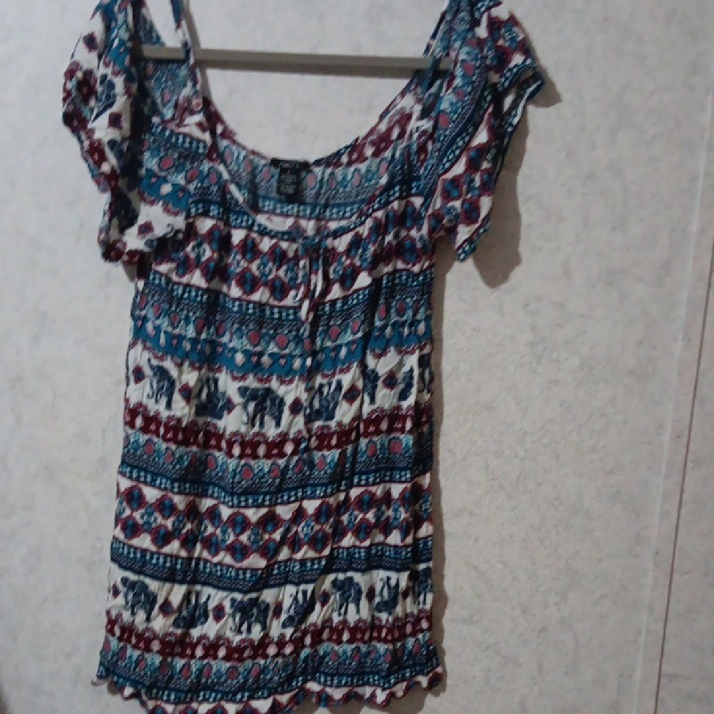 Rue21 Blue and White Smocked Blouse